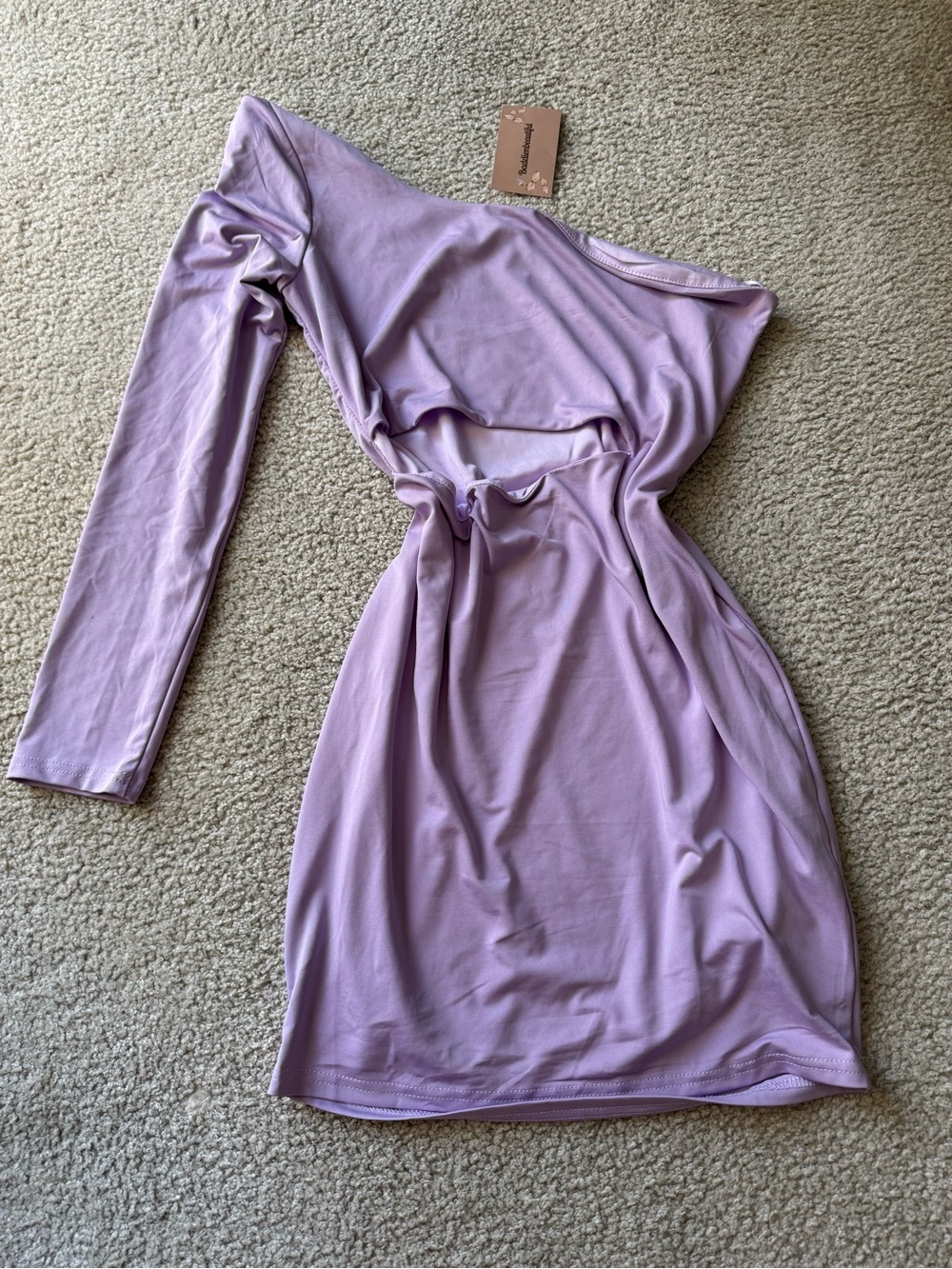 NWT- One-Shoulder Lavender Midi Dress with Twist Cutout sexy party night out